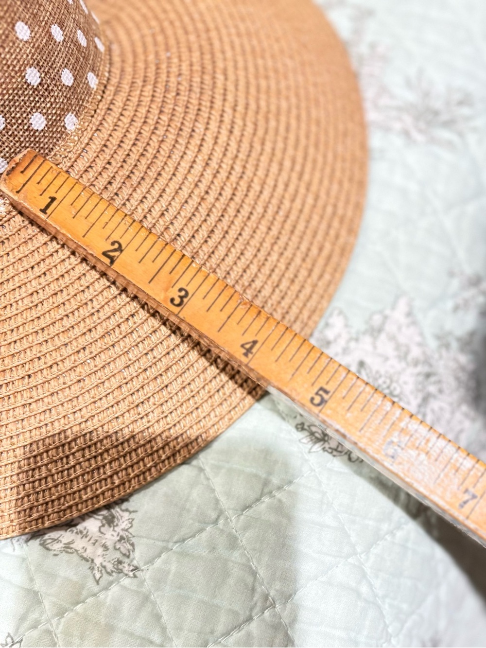 Pierre Cardin Tan Straw Sun Hat with White Polka Dot Band - Picture 6 of 11